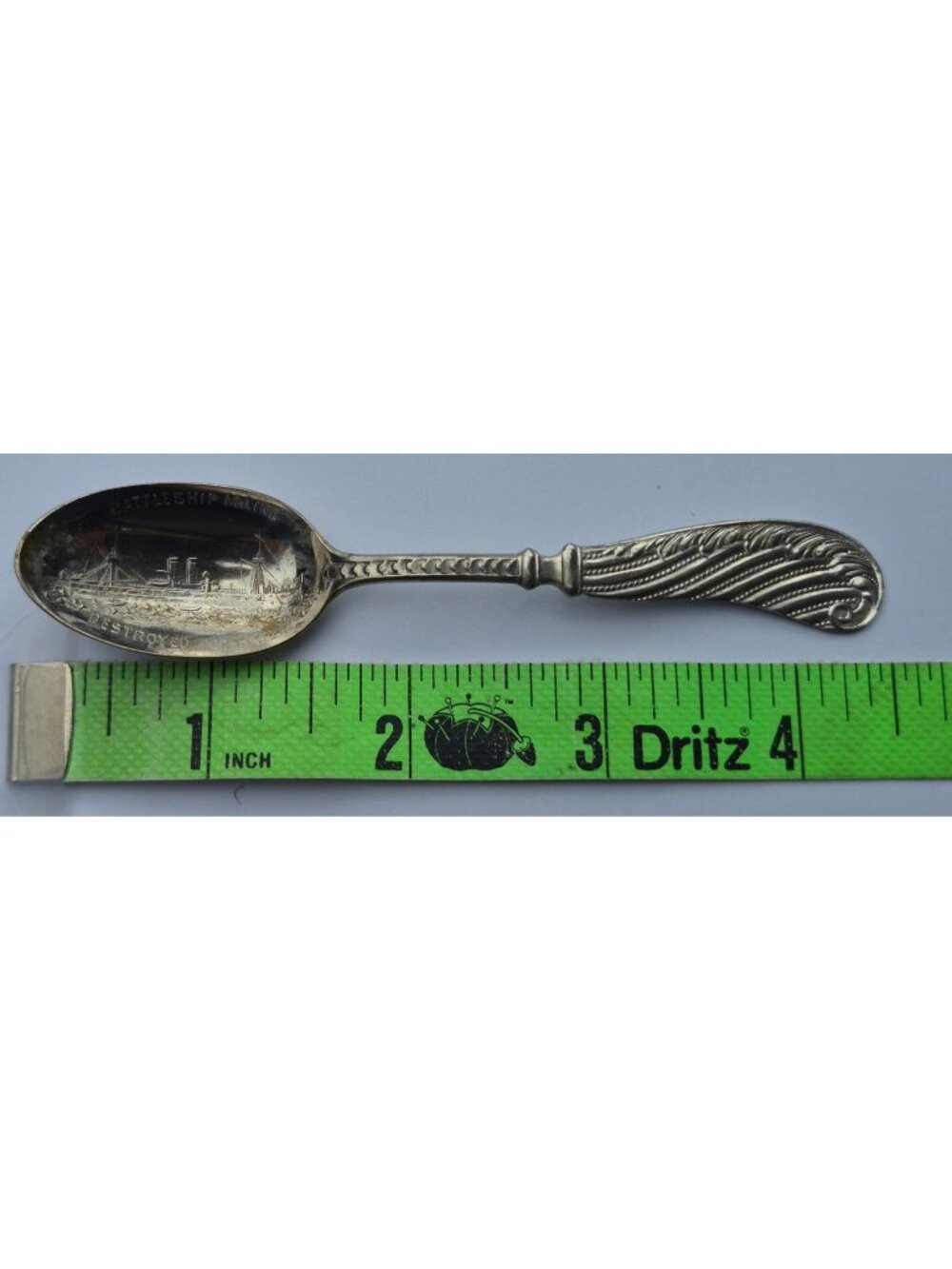 VTG US Battleship Maine Collectible Spoon Sterling Silver Plate Decorative Bowl